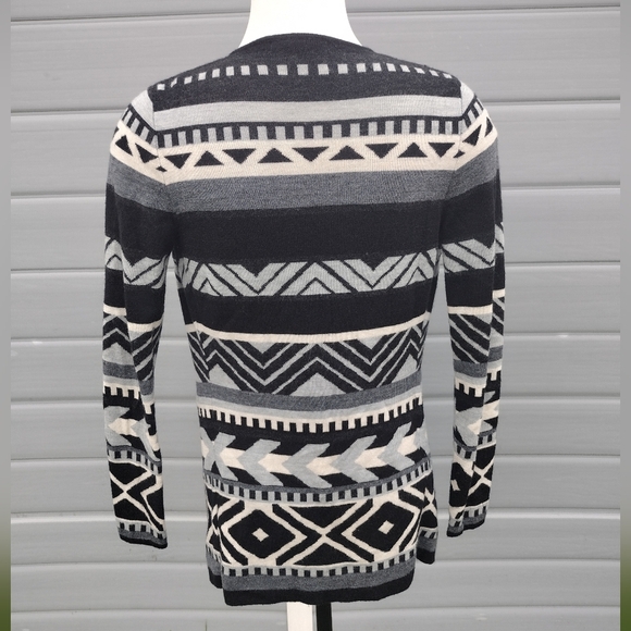 SMARTWOOL Womens Camp House Wrap Drape Sweater BLack Geometric Small - Picture 3 of 6